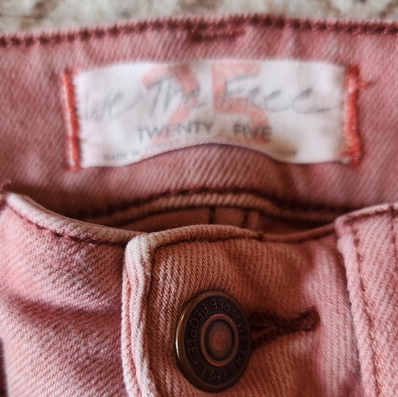 We The Free Dusty Rose Straight Leg Jeans Metallic Sheen - Picture 3 of 4